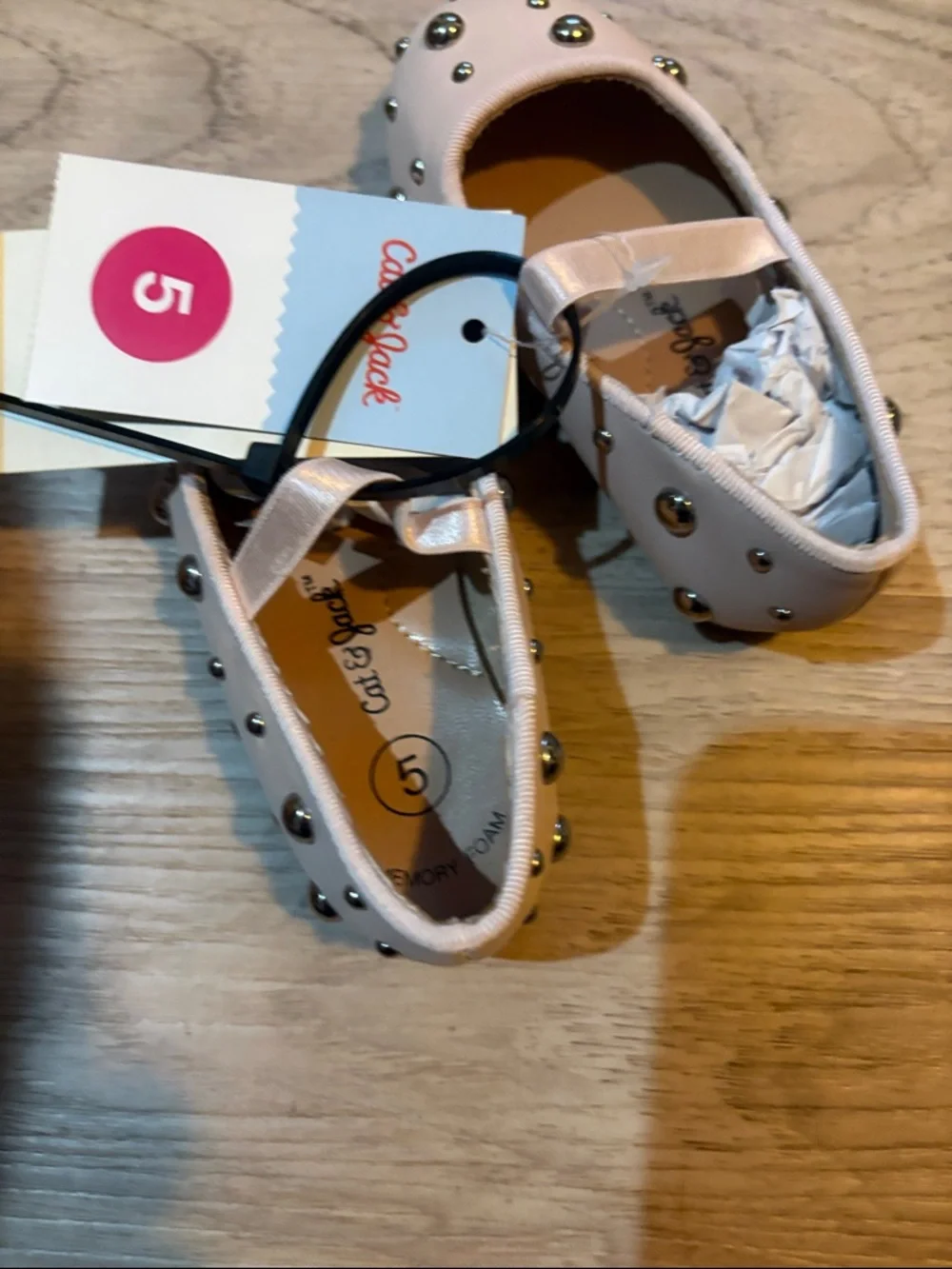 Cat & Jack Pink Studded Mary Jane Flats for Kids size 5 new